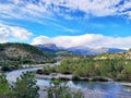 Scenic View of the Aragonese Pyrenees and the Cinca River in Spain Royalty Free Stock Photo