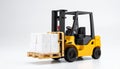 Mini warehouse forklift and pallet, clean logistics product shot Royalty Free Stock Photo