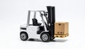 Mini warehouse forklift and pallet, clean logistics product shot Royalty Free Stock Photo