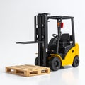Mini warehouse forklift and pallet, clean logistics product shot Royalty Free Stock Photo