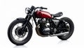 Retro cafe racer on white backdrop, 3 4 angle with chrome shine Royalty Free Stock Photo