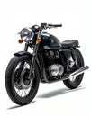 Retro cafe racer on white backdrop, 3 4 angle with chrome shine Royalty Free Stock Photo