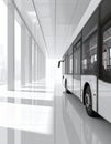 Modern urban bus, minimal white setup with soft shadow Royalty Free Stock Photo