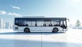 Modern urban bus, minimal white setup with soft shadow Royalty Free Stock Photo