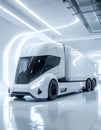 Matte-finish hydrogen truck, modern industrial tech style Royalty Free Stock Photo