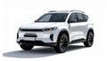 Hybrid SUV front-angle studio shot on pure white background Royalty Free Stock Photo