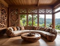 Luxurious living room, carved wooden furniture Royalty Free Stock Photo