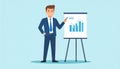 Confident businessman presenting growth chart with upward trend on presentation board Royalty Free Stock Photo