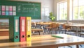 Classroom with Folders and Pencil Royalty Free Stock Photo