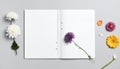 Open Notebook with Floral Decoration Royalty Free Stock Photo