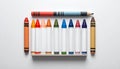 Colorful Crayons and Pencil on White Background Royalty Free Stock Photo