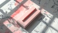 Pink Pencil and Box on Textured Surface Royalty Free Stock Photo