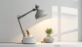 Desk Lamp and Minimalist Workspace Royalty Free Stock Photo