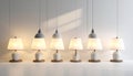 Illuminated Lamp Array with Pendant Lights Royalty Free Stock Photo