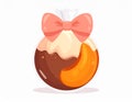 Beautiful cartoon candy with a peach ribbon and packaging. Sweet in flat vector style Royalty Free Stock Photo