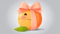 Beautiful cartoon candy with a peach ribbon and packaging. Sweet in flat vector style Royalty Free Stock Photo