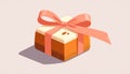 Beautiful cartoon candy with a peach ribbon and packaging. Sweet in flat vector style Royalty Free Stock Photo