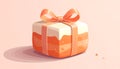 Beautiful cartoon candy with a peach ribbon and packaging. Sweet in flat vector style Royalty Free Stock Photo