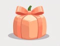 Beautiful cartoon candy with a peach ribbon and packaging. Sweet in flat vector style Royalty Free Stock Photo