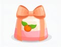 Beautiful cartoon candy with a peach ribbon and packaging. Sweet in flat vector style Royalty Free Stock Photo