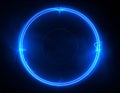 The circular energy ring emits internal radiation. Light beam curves transform Royalty Free Stock Photo
