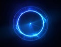 The circular energy ring emits internal radiation. Light beam curves transform Royalty Free Stock Photo