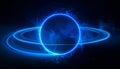 The circular energy ring emits internal radiation. Light beam curves transform Royalty Free Stock Photo