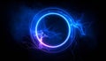 The circular energy ring emits internal radiation. Light beam curves transform Royalty Free Stock Photo