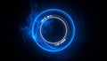 The circular energy ring emits internal radiation. Light beam curves transform Royalty Free Stock Photo