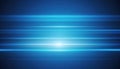 Abstract Blue Glowing Lines Background. Futuristic Digital Technology and Speed Concept with Horizontal Light Streaks. Royalty Free Stock Photo