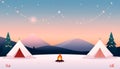 Winter Camping Scene at Dusk Royalty Free Stock Photo