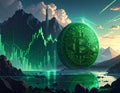 Bitcoin stands at the forefront of the crypto market\'s growth and the rising green Royalty Free Stock Photo