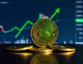 Bitcoin stands at the forefront of the crypto market\'s growth and the rising green Royalty Free Stock Photo