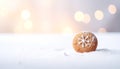Minimal Winter Scene with Single Cinnamon Cookie on White Background Royalty Free Stock Photo