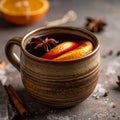 Cozy Ceramic Mug with Spiced Wine and Soft Texture Royalty Free Stock Photo