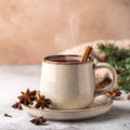 Cozy Ceramic Mug with Spiced Wine and Soft Texture Royalty Free Stock Photo
