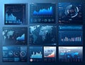 Futuristic Digital Data Dashboard and Global Analytics Royalty Free Stock Photo