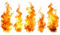 Fire flames isolated on white background Royalty Free Stock Photo