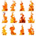 Fire flames isolated on white background Royalty Free Stock Photo