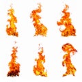 Fire flames isolated on white background Royalty Free Stock Photo