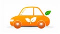 Orange Eco car concept drive with leaf icon isolated on white background. Green energ Royalty Free Stock Photo