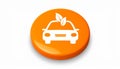 Orange Eco car concept drive with leaf icon isolated on white background. Green energ Royalty Free Stock Photo