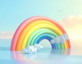 Abstract rainbow pastel shape. 3d illustration, 3d rendering Royalty Free Stock Photo