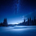 Deep Midnight Blue with Twinkling Light Particles Winter Night Mood Royalty Free Stock Photo