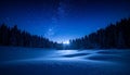 Deep Midnight Blue with Twinkling Light Particles Winter Night Mood Royalty Free Stock Photo