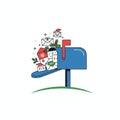Festive Mailbox Overflowing with Holiday Letters and Christmas Cards Royalty Free Stock Photo