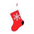 Festive Red Christmas Stocking with Snowflake Illustration Royalty Free Stock Photo
