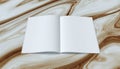 Blank Open Book Mockup on Marble Background Royalty Free Stock Photo