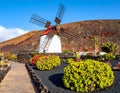 Windmill in the botanic garden of captus of Lanzarote, Canary Islands, Spain Royalty Free Stock Photo