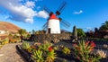 Windmill in the botanic garden of captus of Lanzarote, Canary Islands, Spain Royalty Free Stock Photo